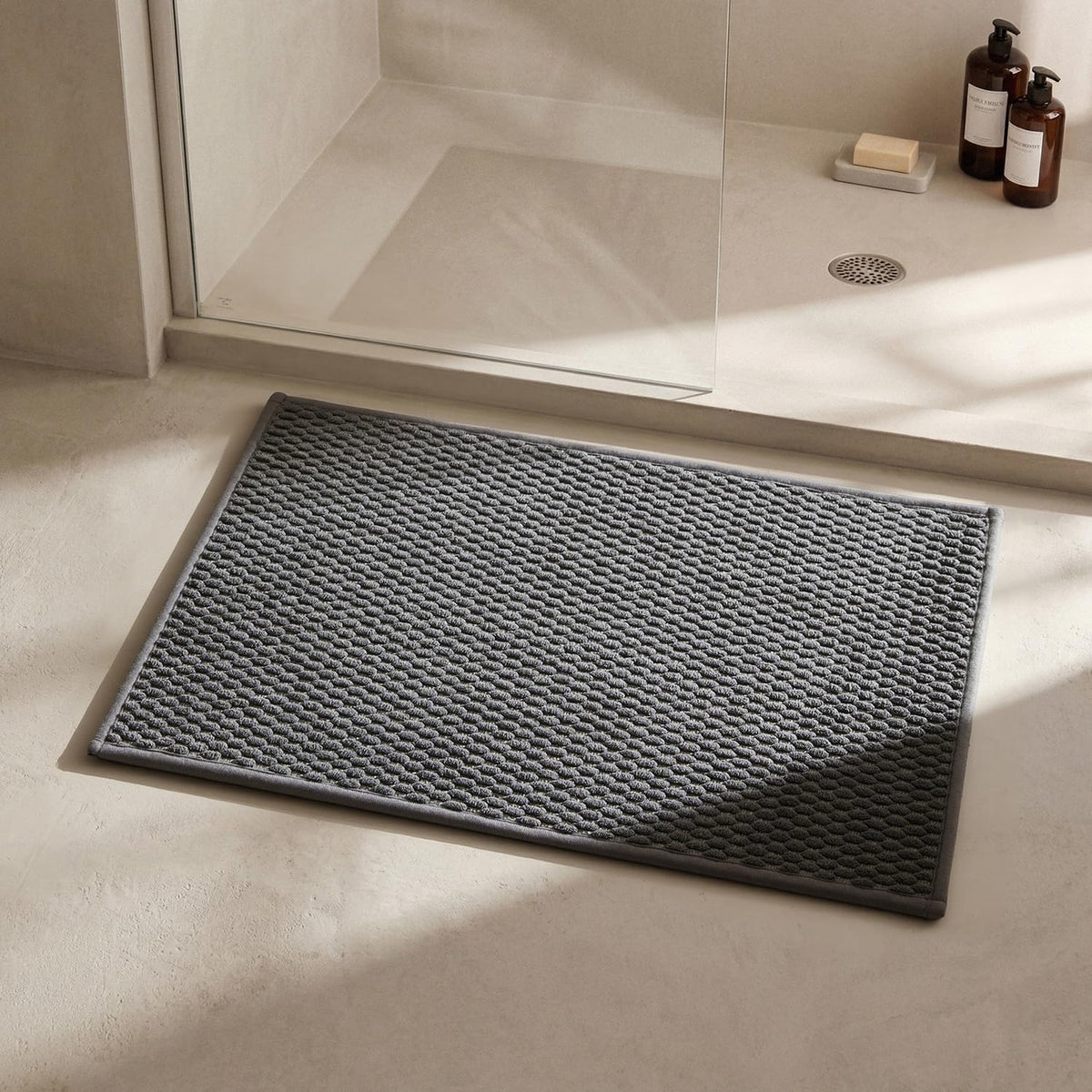 Alfombras baño antideslizantes lavables 16x24pulg gris oscuro