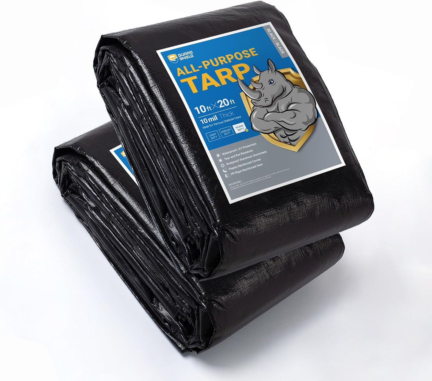 Lonas impermeables polietileno 10x20ft 10mil negro pack 2