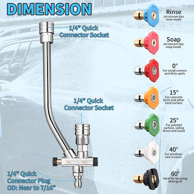Conector dual 1/4" para espumador 3600 PSI