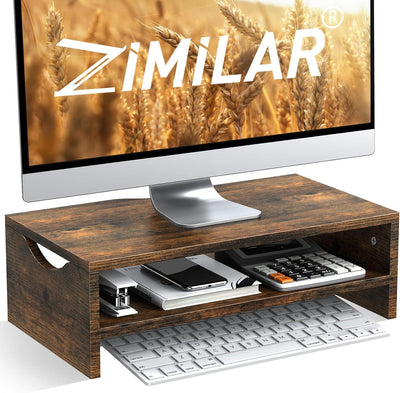 Elevador soporte monitor 2 niveles para PC iMac madera