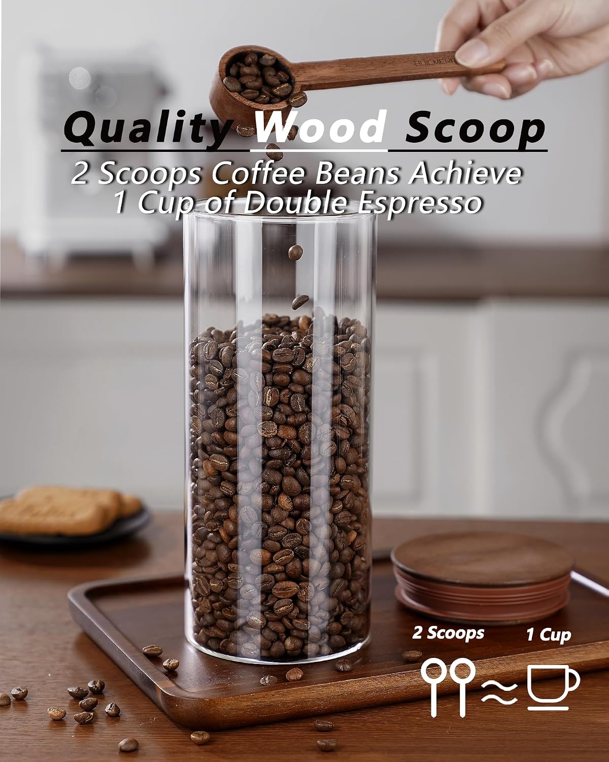 2 Pzas Frascos Vidrio Café 50oz Con Tapa Madera