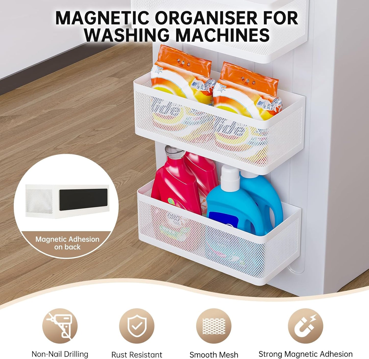 Estante magnético para lavadora 11" blanco