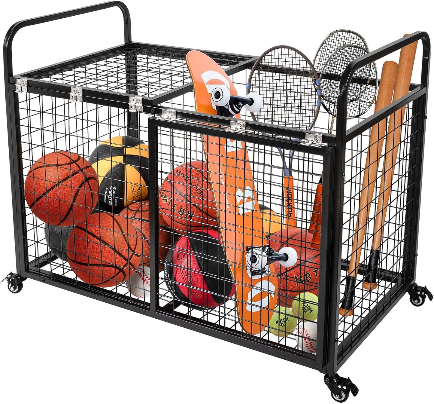 Carrito bolas garaje jaula baloncesto extragrande resistente