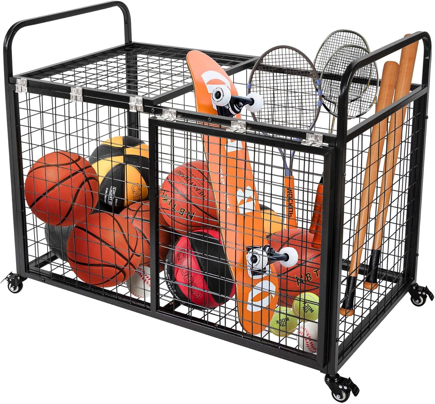 Carrito bolas garaje jaula baloncesto extragrande resistente