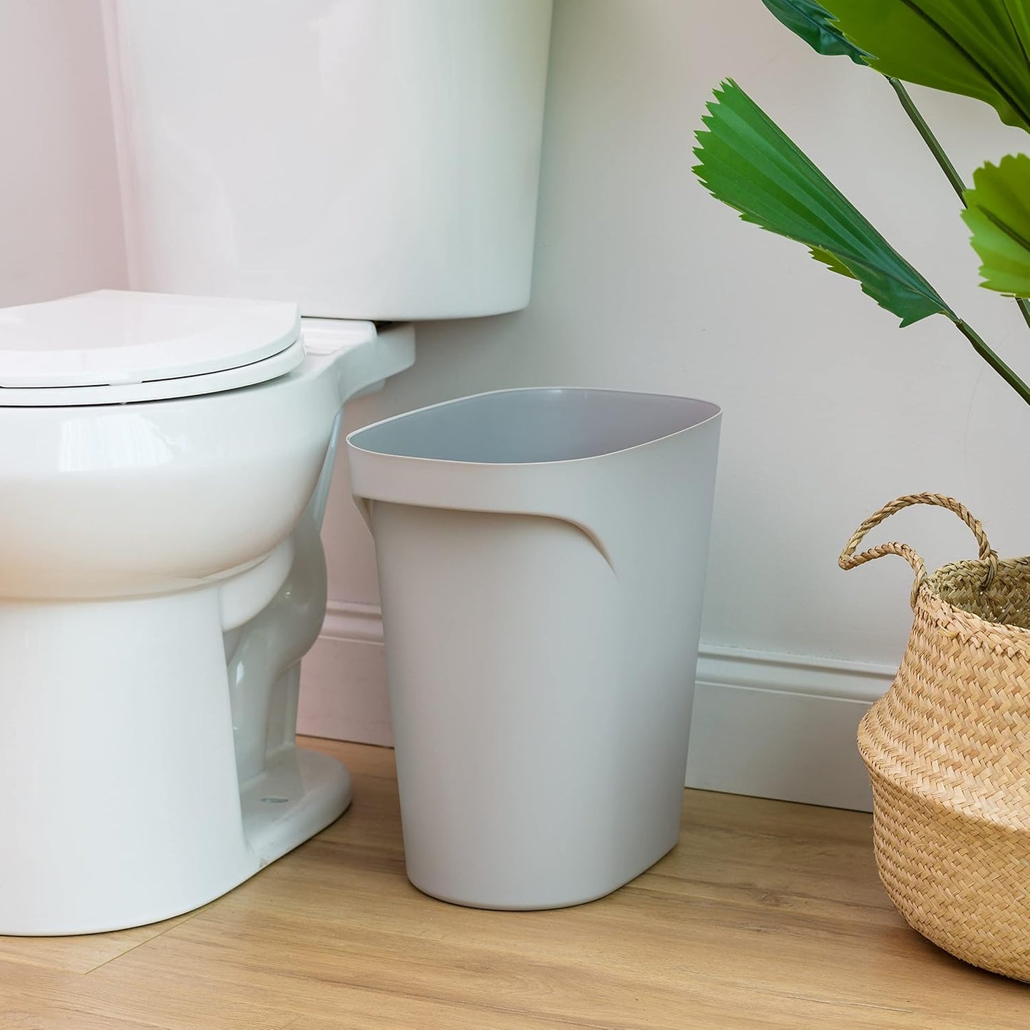 Cubo basura 6gal gris asa pack 2 baño oficina