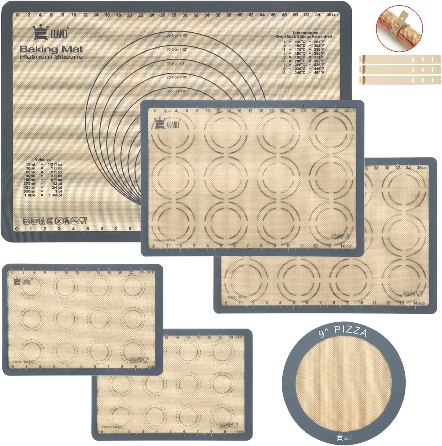 6 Pzas Alfombrillas Silicón Antiadherente para Hornear Gris