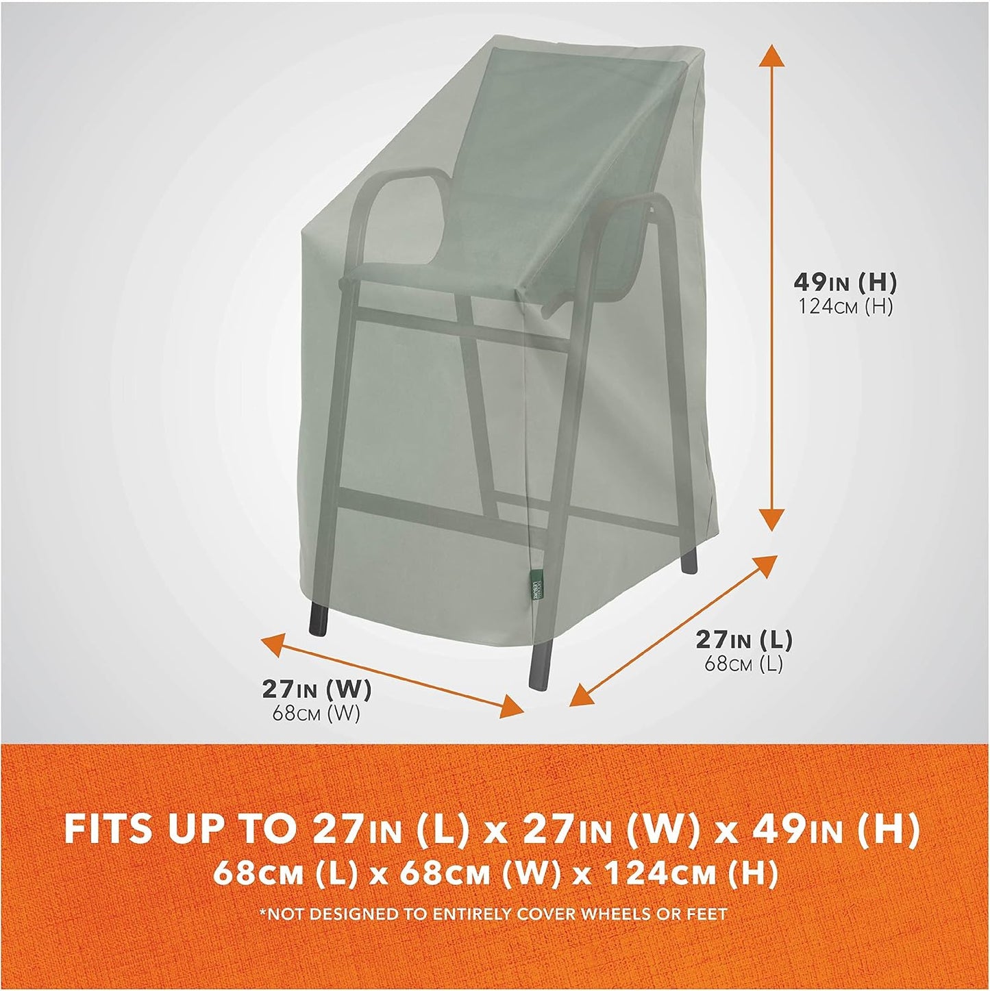 Funda silla bar apilable tela resistente 27"