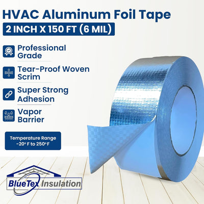 Cinta aluminio HVAC 2pulg x150pies plateada trabajo pesado