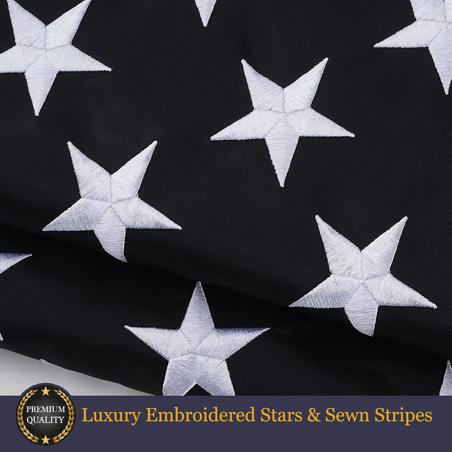 Bandera azul 5x8" estrellas bordadas latón
