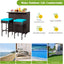 Set mesa bar ratán 3 Pzas sillas acolchadas 2 estantes