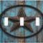 Placa triple interruptor madera rústica estrella Texas