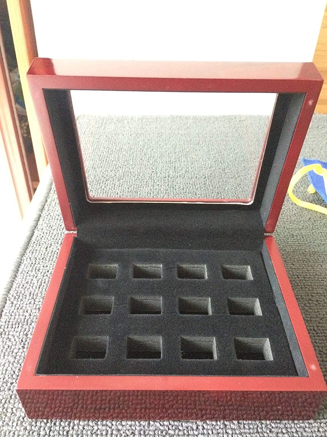Joyero madera terciopelo rojo 12 agujeros