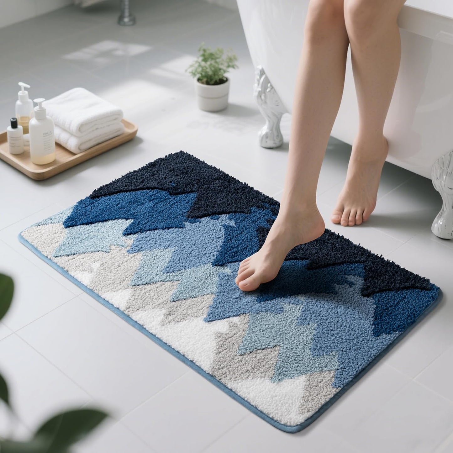 Alfombra baño 20x32pulg azul suave absorbente antideslizante