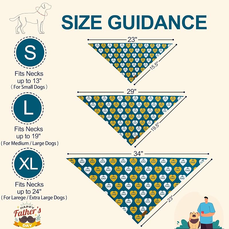Bandanas perro reversibles I Love My Dad 2 pzas duraderas