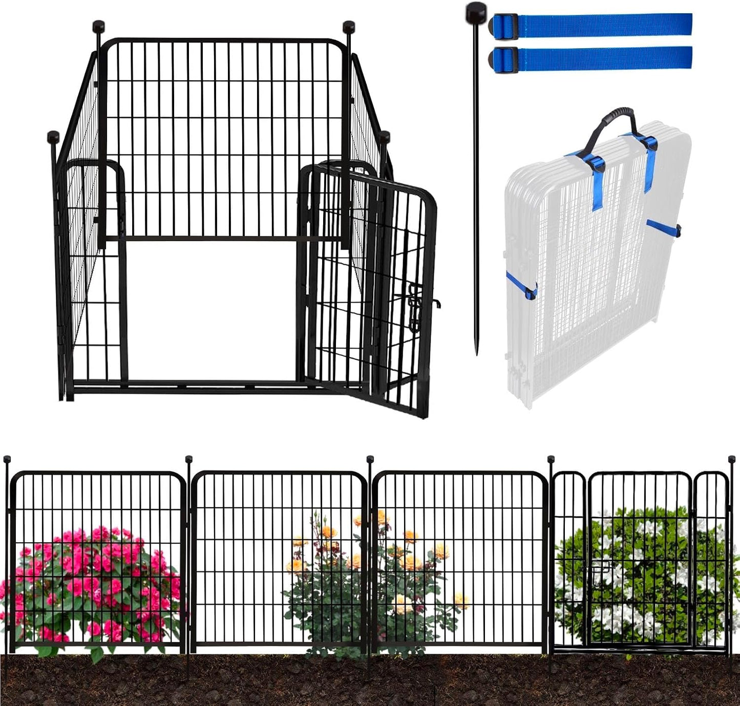 Corral set perros 32pulg 4 paneles puerta baja para patio