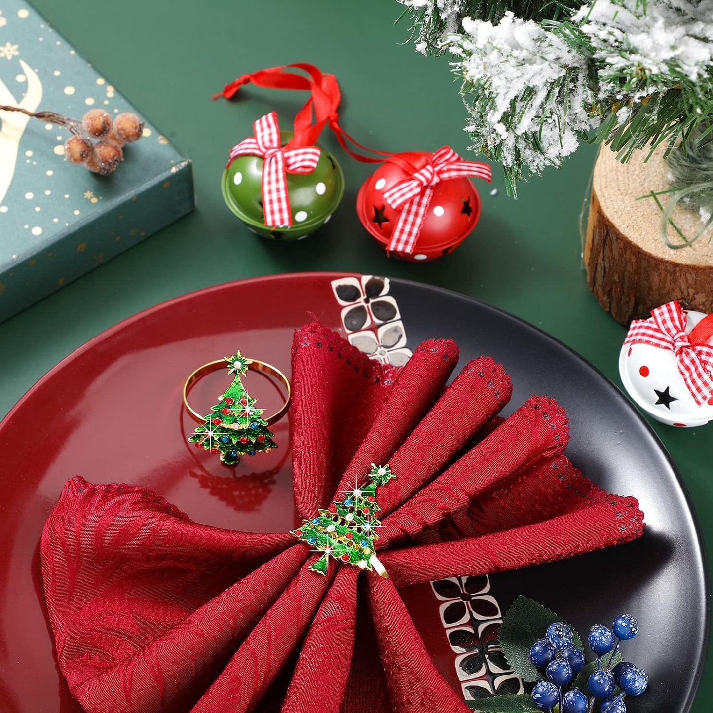Set 12 servilleteros navidad metal decoración mesa