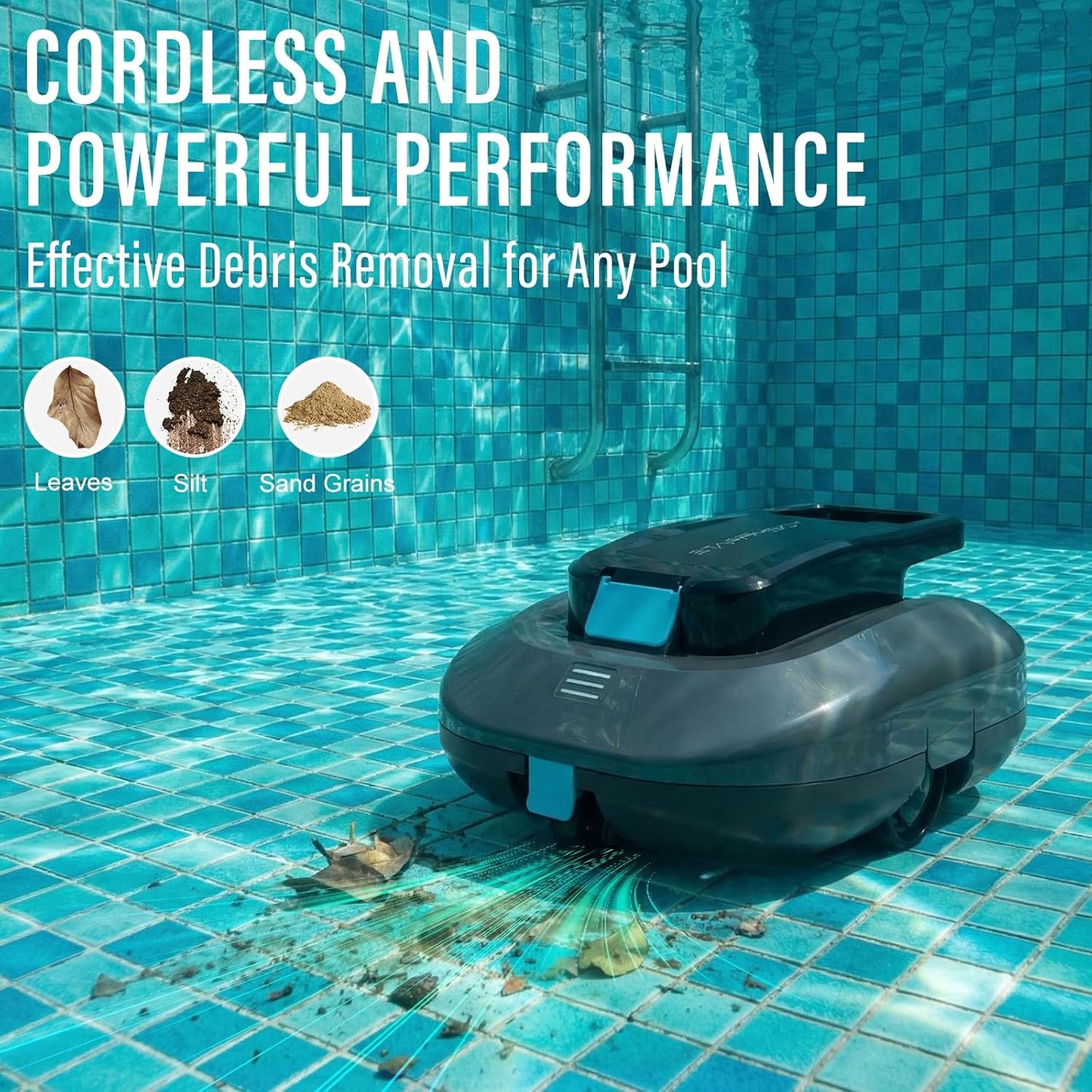 Aspirador piscina inalámbrico con doble motor potente led
