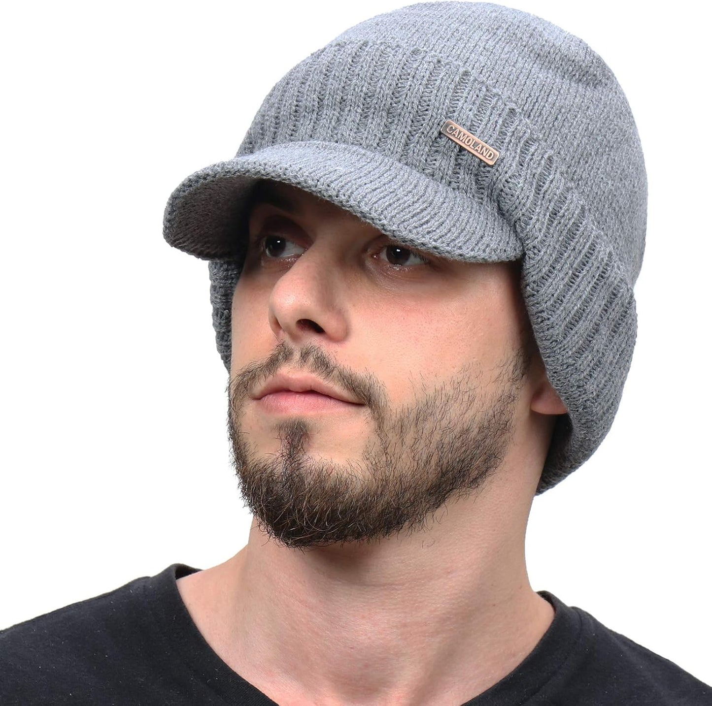Gorro invierno con visera y orejeras para hombre