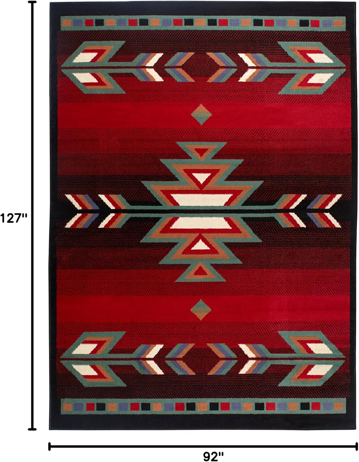 Alfombra área 7x8ft x 10x7ft negro/rojo/marfil