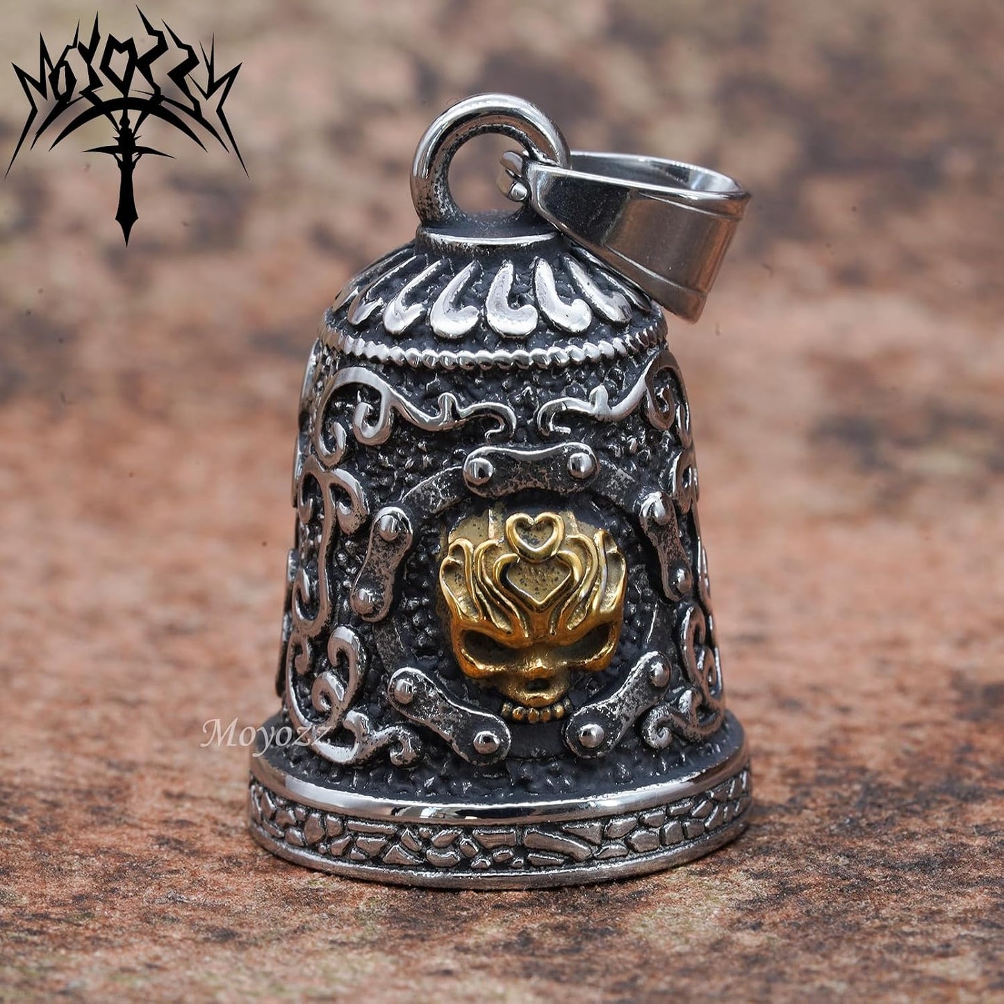 Campana calavera vikingo para motocicleta o llavero