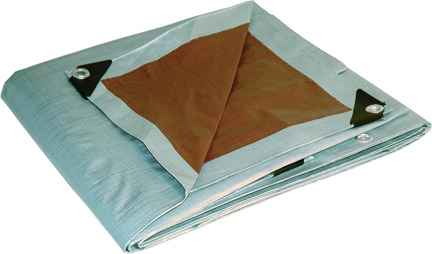 Lona Polialgodón 8x10ft Reversible Plata/Marrón 10-mil