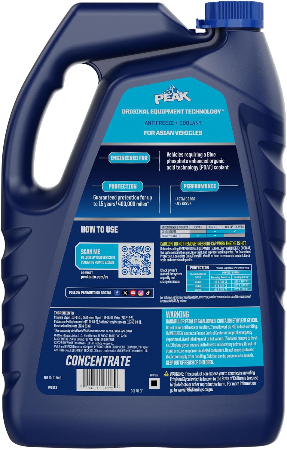 Anticongelante concentrado azul para vehículos asiáticos 1gal