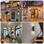 4 Apliques Pared Negro 11.8" IP65 Aluminio Exteriores
