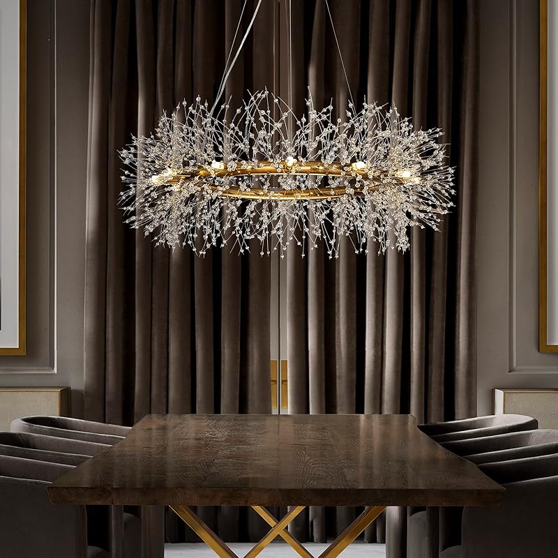 Candelabro cristal 12 luces 39" dorado cepillado