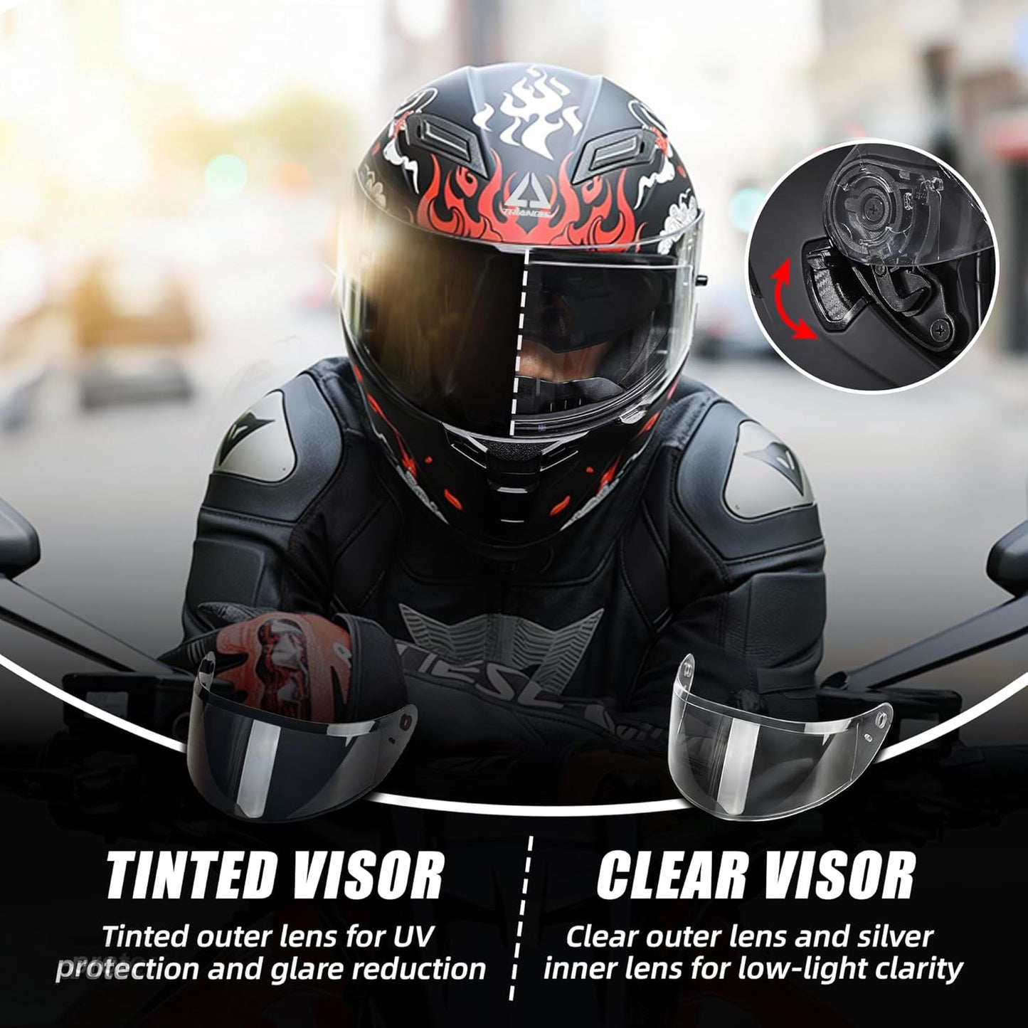 Casco motociclista cara completa doble visera X-Large
