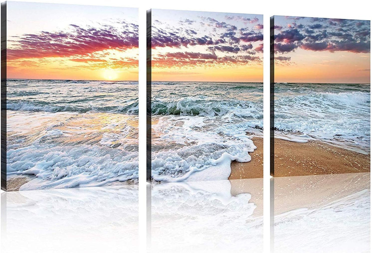 3 Paneles Decoración Playa Hogar Amanecer Blanco Cielo Azul