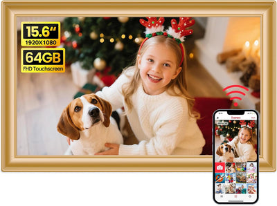 Marco fotos digital Frameo 15.6pulg 64GB WiFi pantalla IPS FHD