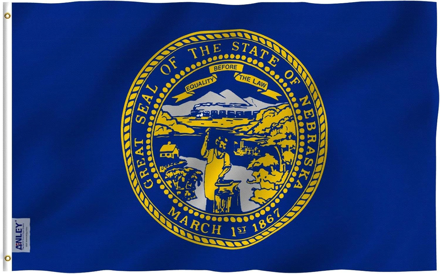 Bandera Nebraska 3x5ft poliéster color vivo doble costura