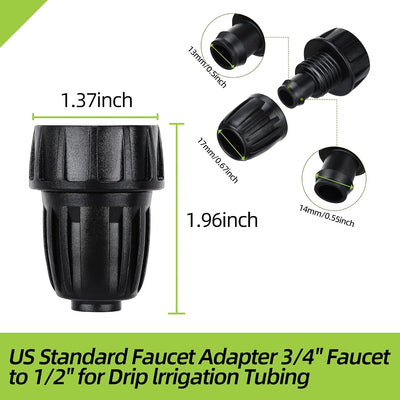 6 Adaptadores tubería riego 1/2 a 3/4"