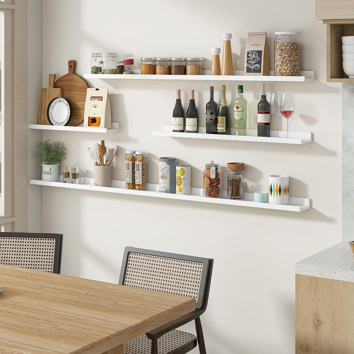 Estantes flotantes madera 16" sala cocina