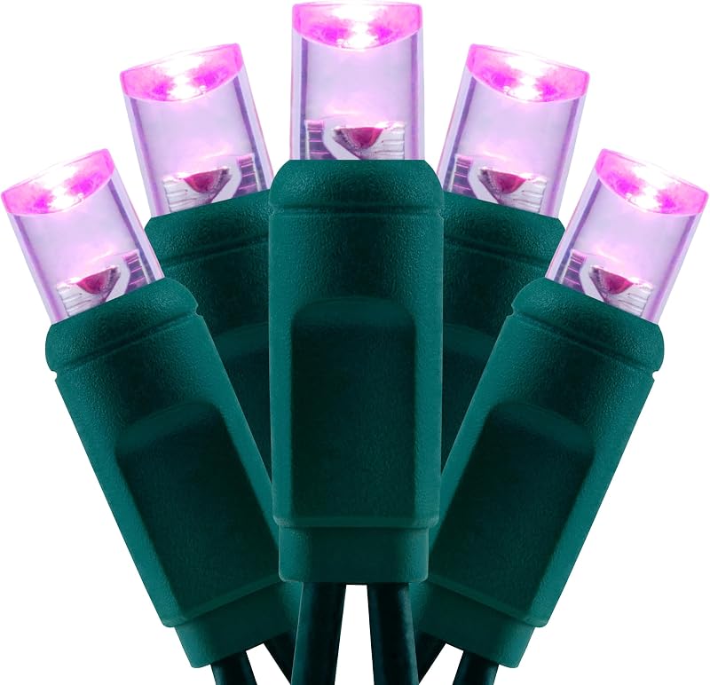 Tira luces Navidad rosa 140 LED 48 ft impermeable UL