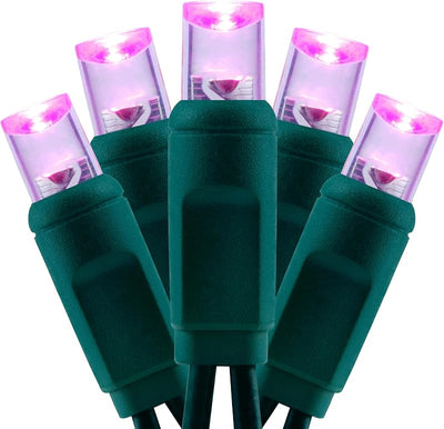 Tira luces Navidad rosa 140 LED 48 ft impermeable UL