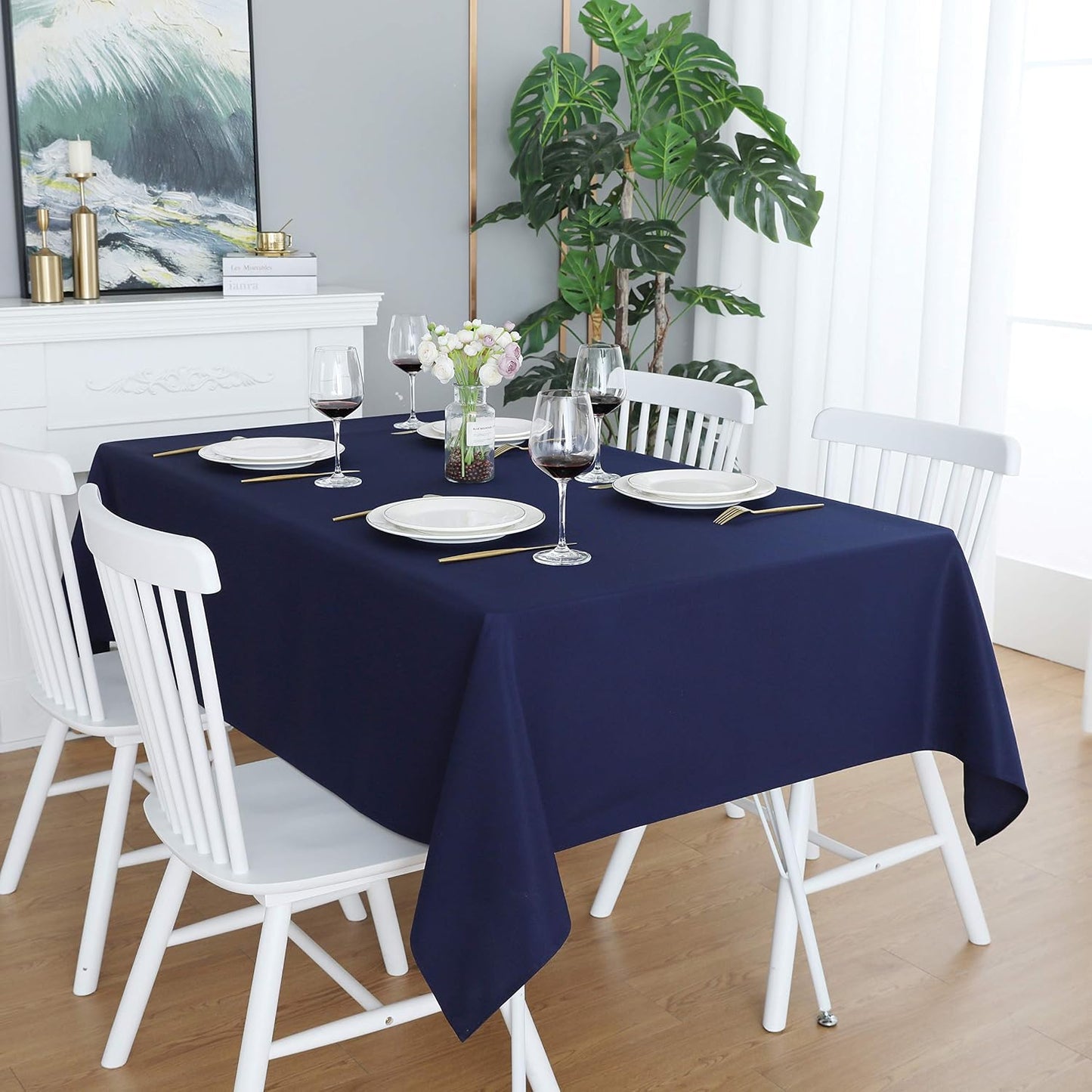 Mantel rectangular azul 54x78pulg impermeable poliéster fiestas
