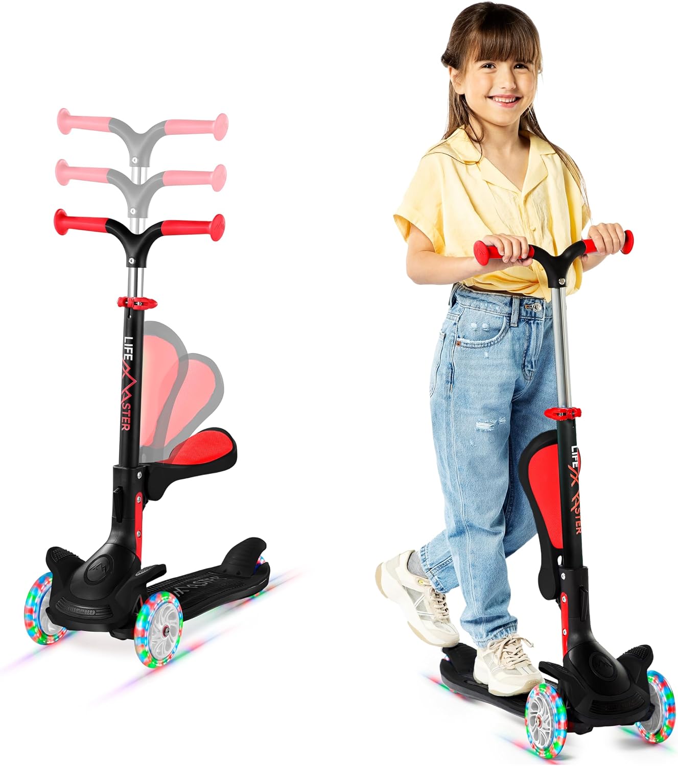 Scooter 3 ruedas niños asiento plegable manubrio ajustable