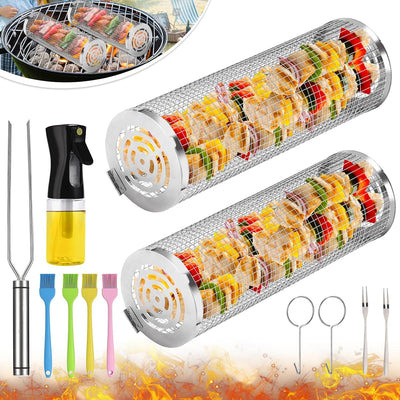 Cesta parrilla acero inox para asar al aire libre
