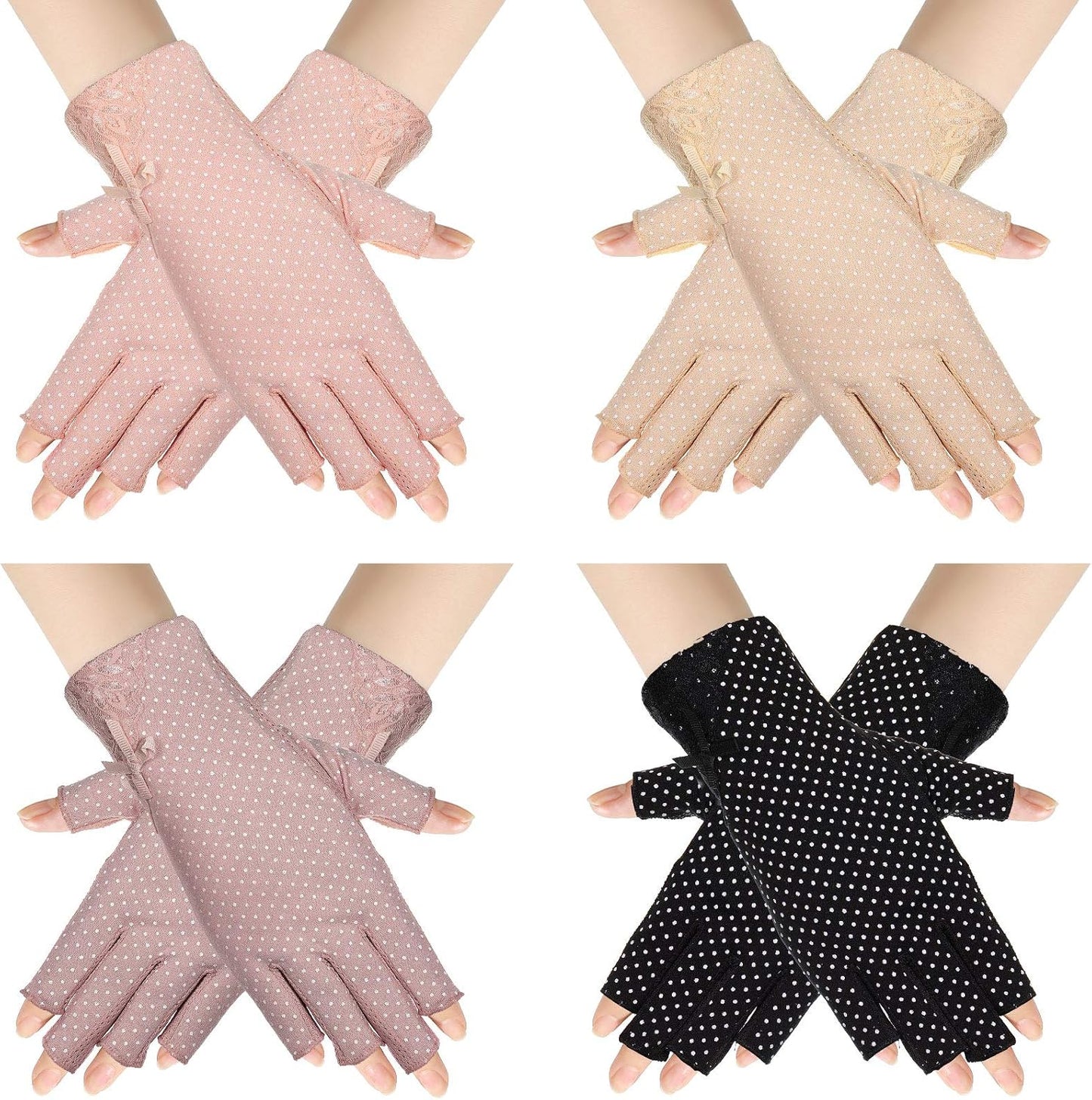 4 Pzas Guantes Conducción UV Sin Dedos Antiderrap