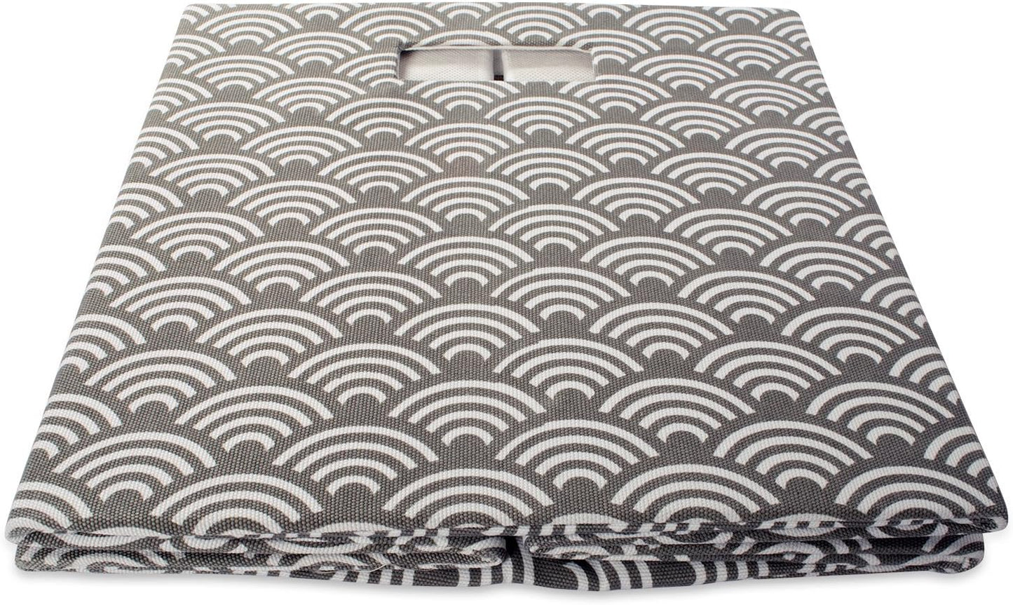 Papelera plegable lados duros olas gris grande