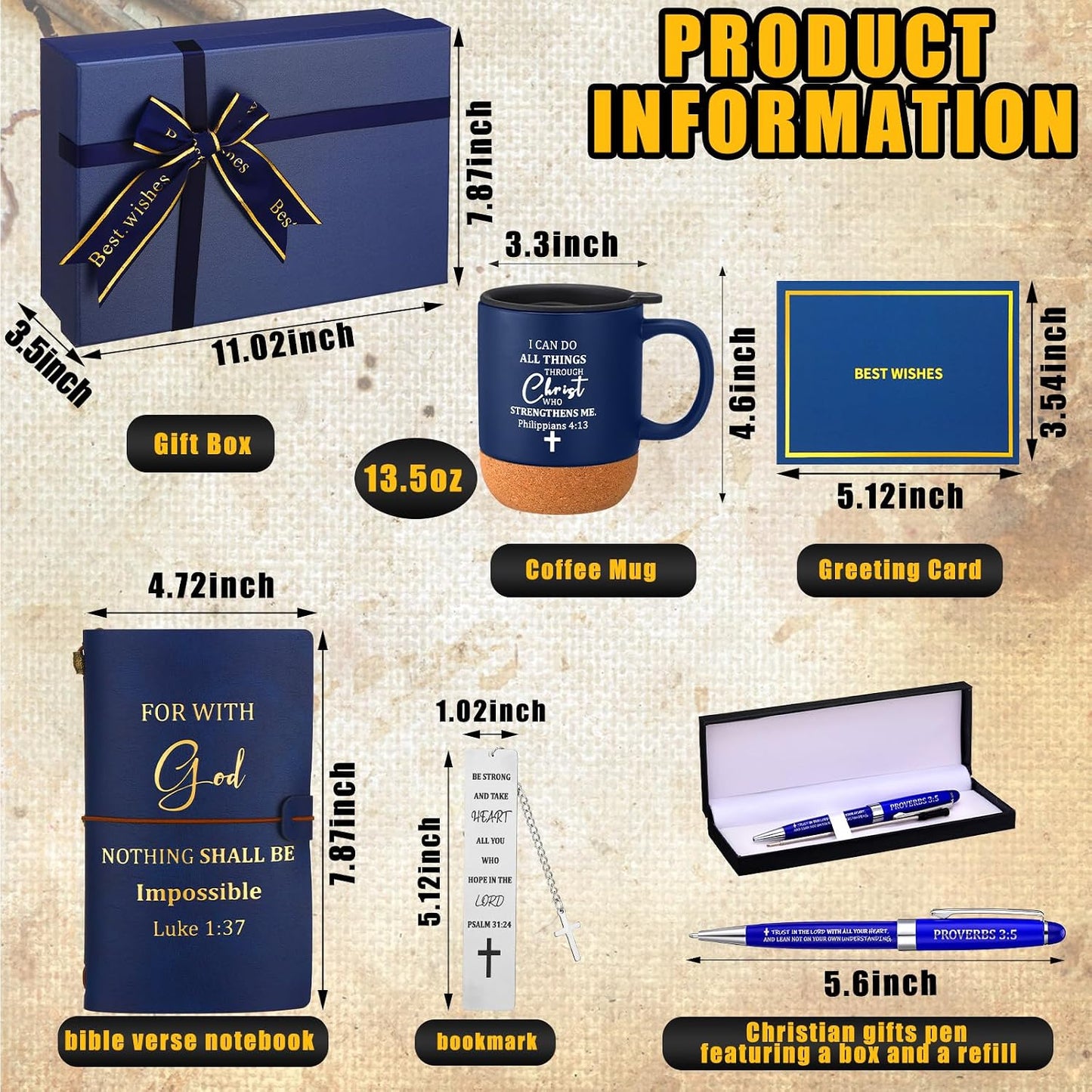 6 Pzas Taza Corcho Cuero Marcador Religioso Azul