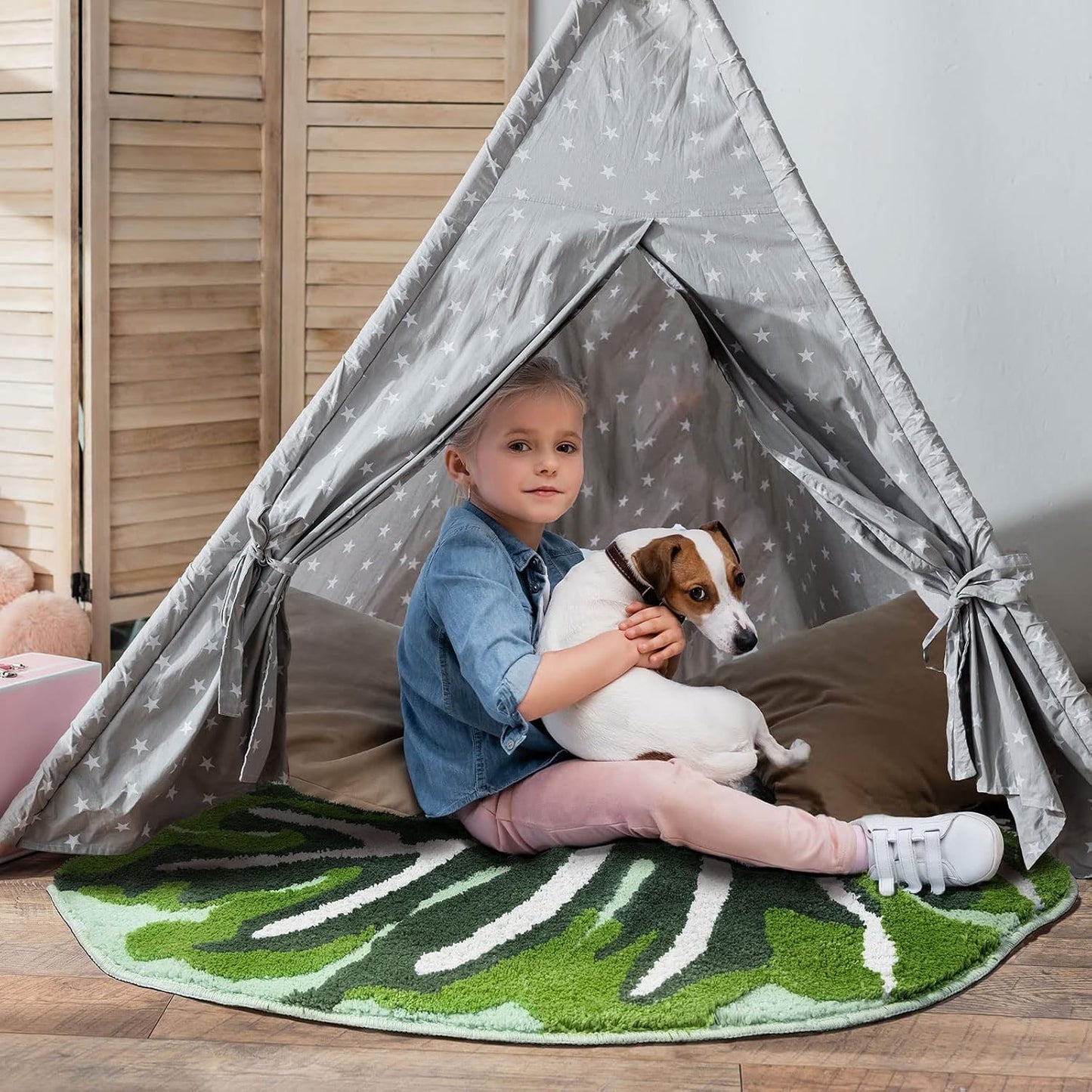 Alfombra infantil antiderrap 2.6x4ft decoración bohemia