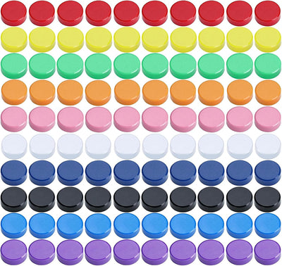 100 Imanes Redondos Coloridos para Nevera Pizarra Blanca