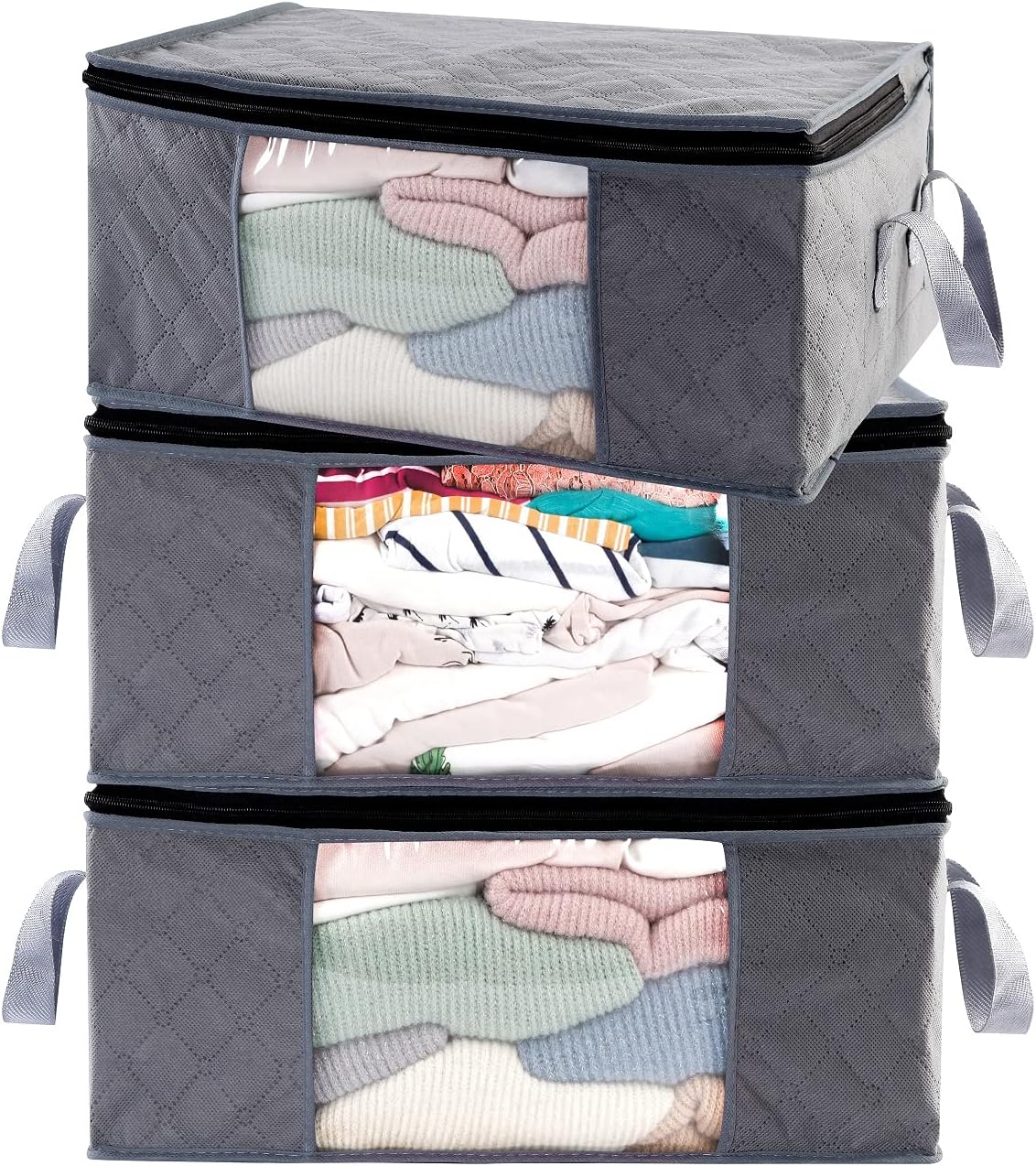 3 Pzas Bolsas Almacenamiento Rectangulares Color Gris