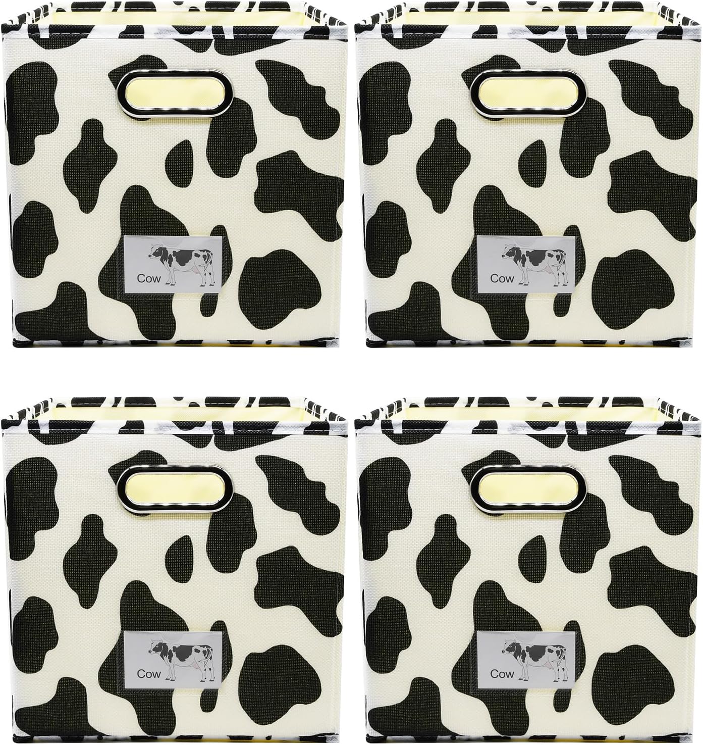 4 Cubos Plegables de Vaca con Asas 11x11x11"