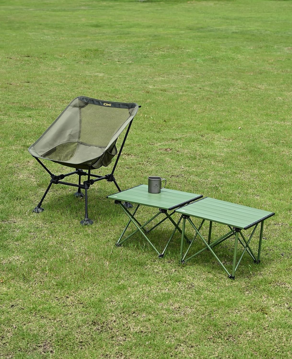Mesa plegable camping compacta ultraligera verde reforzado