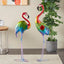 Escultura flamenco metal jardín juego 2 44pulg multicolor