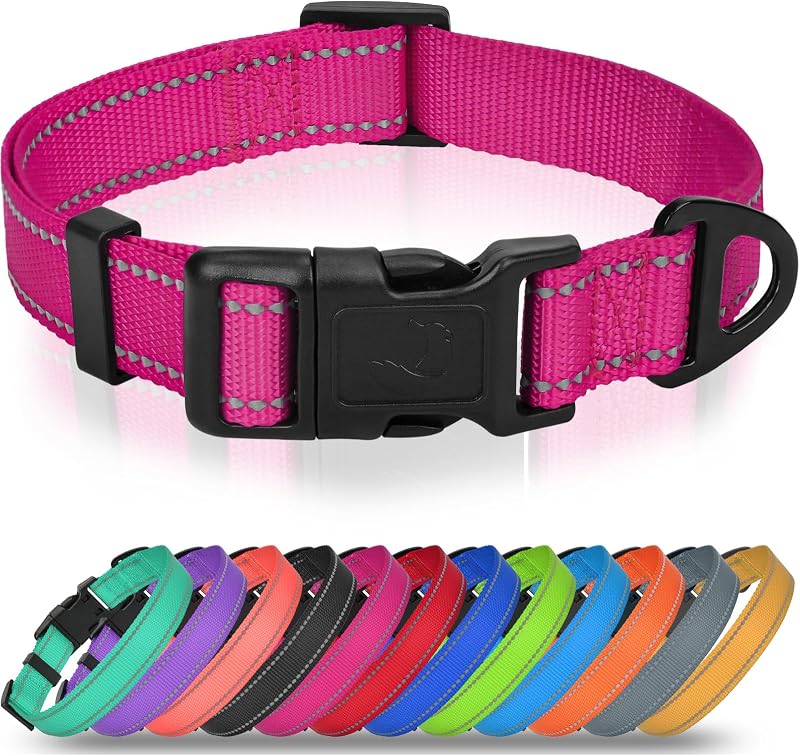 Collar perro pequeño nailon reflectante ajustable 5/8pulg