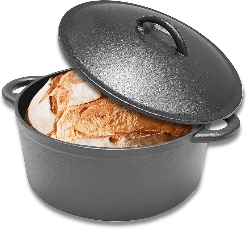 Horno holandés hierro fundido 5qt con tapa asas dobles